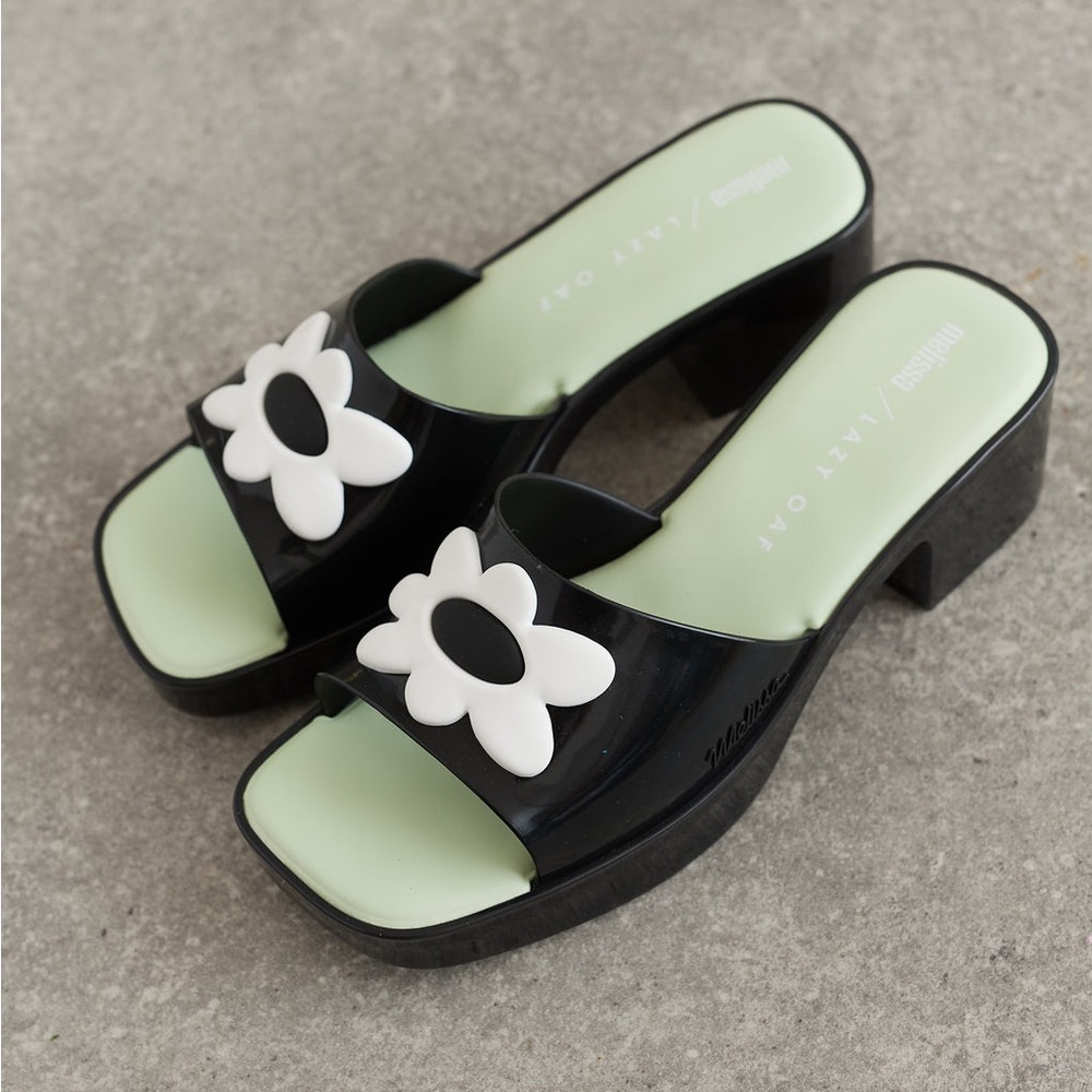 Melissa X Lazy Oaf Women's Shape Heeled Mules - Black Contrast
